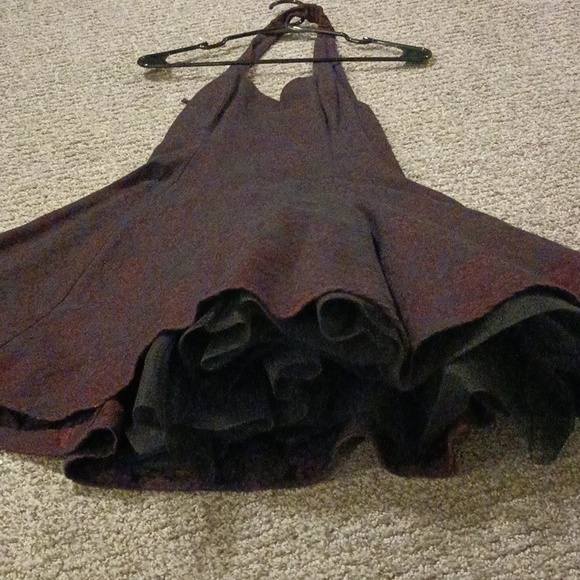 Vintage Elegant Black/Blood red Brocade Halter Dress With Black Tulle - Picture 1 of 6